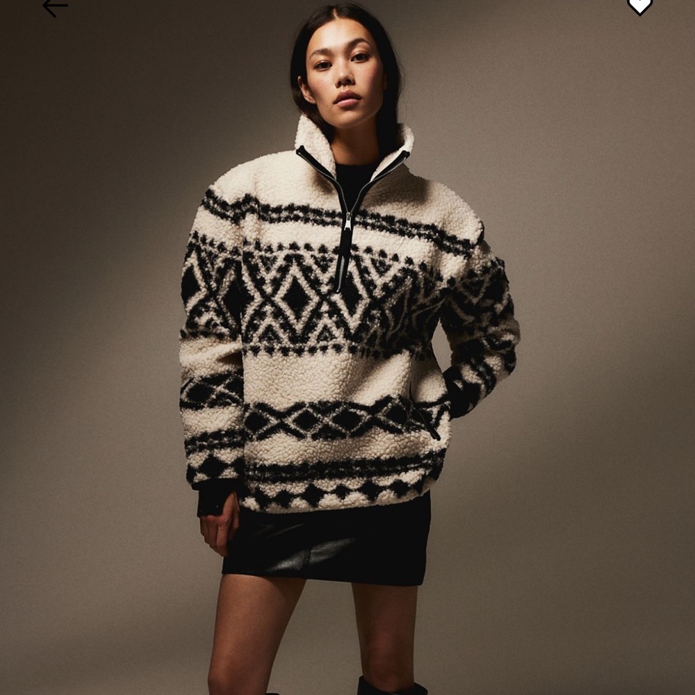 H&M Half Zip Teddy Small in Premium Selection